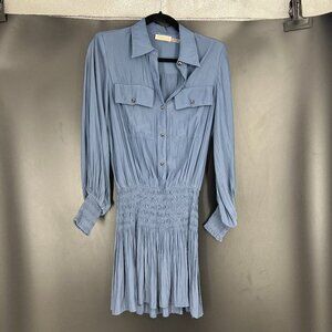 Ramy Brook Slate Blue Smocked Mini Dress